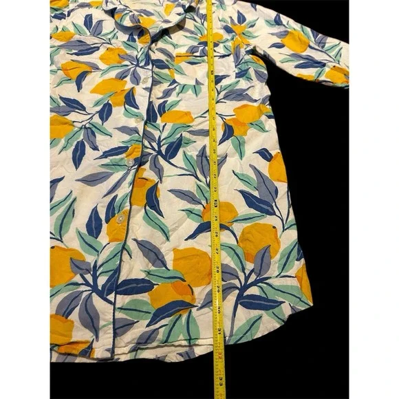 Print Fresh Sleep‎ Shirt Pajamas Lemon Zest Size XS Button Down Nightgown